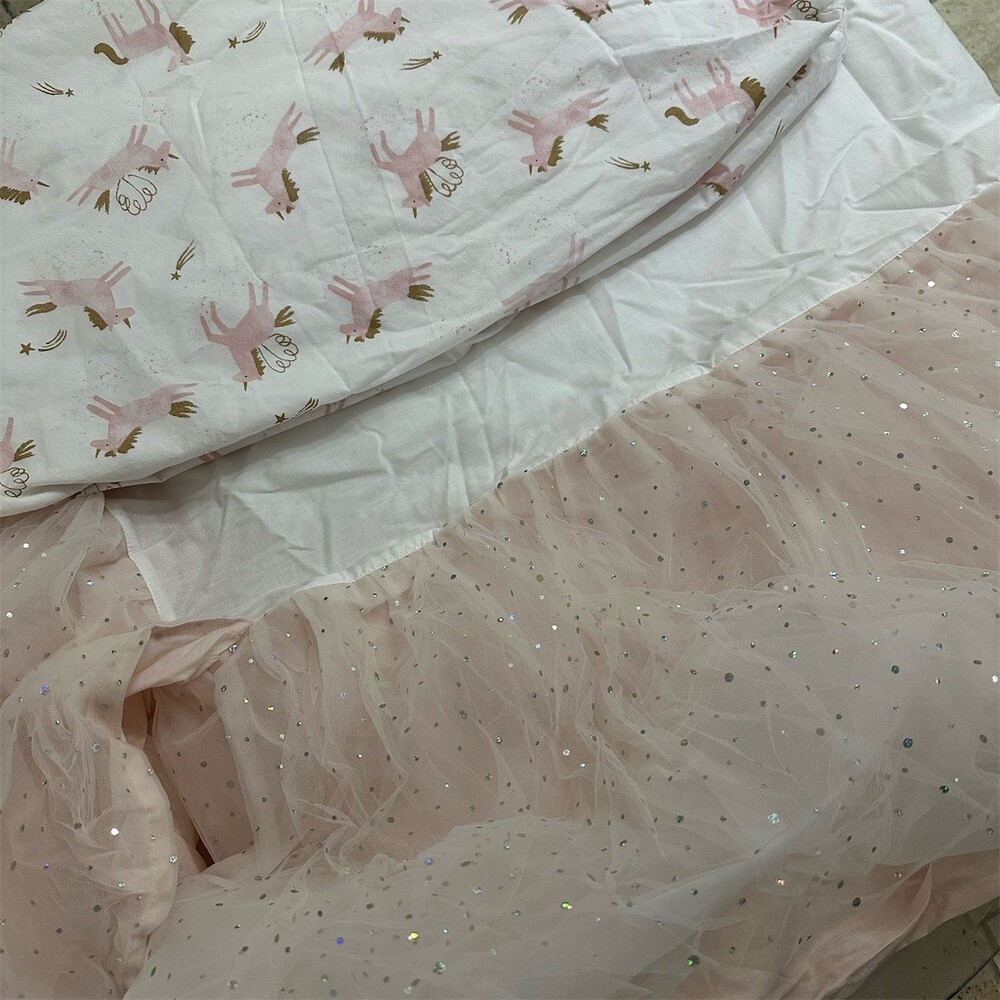Pottery Barn Kids Unicorn Crib Bedding Set Fitted Sheet & Tulle Skirt